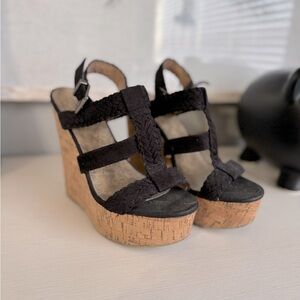 black cork wedges